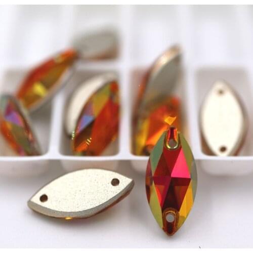 New arrival 7x15mm Leaf shape sew on rhinestones Star pink flatback glass rhinestones for diy Wdding dress/clothing accessories