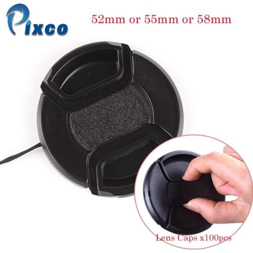 Pixco x100 Pcs Center Pinch Snap-on Front Lens Cap 52mm or 55mm or 58mm Lens Cap Suit For Canon Nikon Pentax Olympus