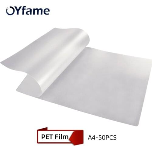OYfame 50PC A4 PET Film DTF Transfer Film For Direct Transfer Film Printing Machine For DTF Ink Printing PET Film DTF Printing