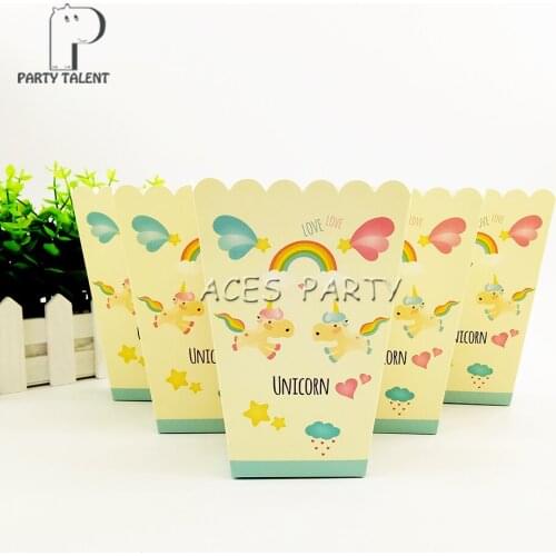 Popcorn Box Snack Box for Kids Unicorn Theme Birthday Party Baby Shower Party Decoration Party Supplies 24pcs/lot