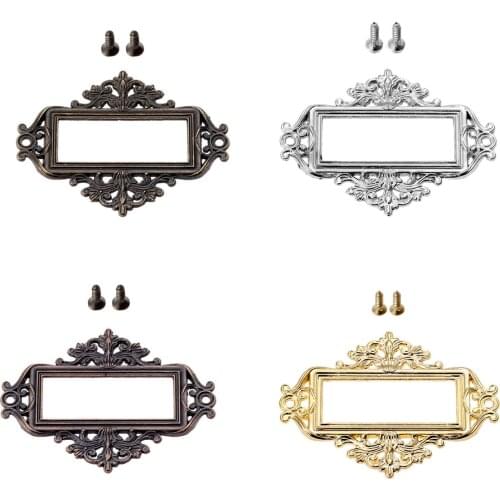 DRELD 5pcs Label Pull Frame File Name Card Holder with Mounting Screws for Furniture Cabinet Drawer Box Case Bin 55*43mm