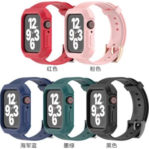 Sport Band for Apple Watch Band 40mm 44mm Replacement Watch Strap for iWatch Bands Series 4 TPU All-around Protection Case Cover