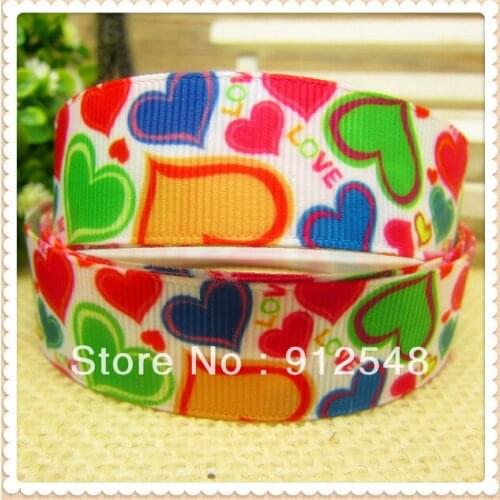7/8'' (22MM) Multicolor Printing Pretty Heart Grosgrain Ribbon DIY hairbow garment accessories,10yards/roll ,XMMD35