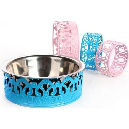Luxury metal pet dog cat feeding water food bowl feeder