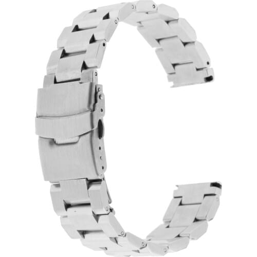 Silver Stainless Steel Solid Link Watch Band Strap Bracelet Straight End 18/20/22/24 mm