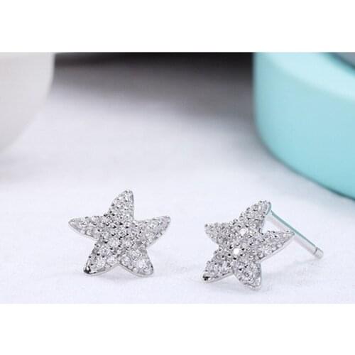 S925 sterling silver star embellishment necklace earrings European and American fashion and elegant festival engagement gift of