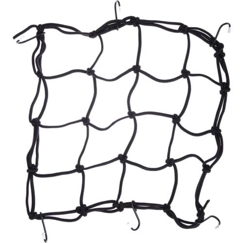 Motorcycle Bike 6 Hooks Hold Down Fuel Tank Luggage Net Rope Mesh Bag String Bag Sundries Helmet Mesh Grid for Moto Black