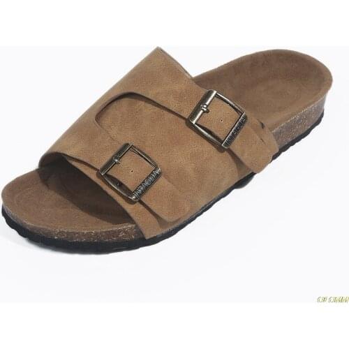 New Summer Woman Sandals Flat Slippers Suede Sandals Cork Sole Slides Casual Flip Flop Beach Slippers Flats Shoes Plus Size