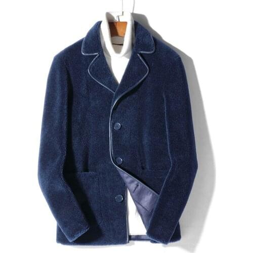 Real Fur Coat Autumn Winter Jacket Men Sheep Shearling Fur 100% Wool Coats Streetwear Men Blazer Manteau MG-A1800088 MY2037