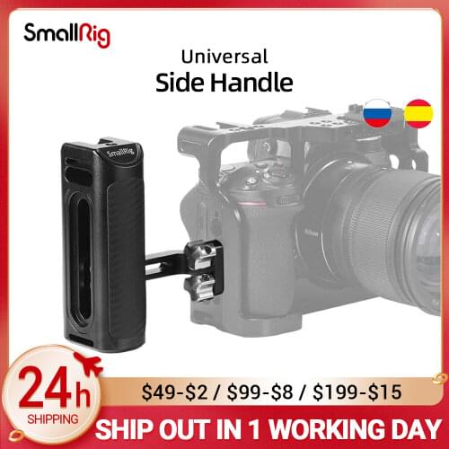 SmallRig DSLR Camera Hand Grip Aluminum Universal Side Handle W/ Mounting holes & cold shoe fr Microphone DIY Options 2425