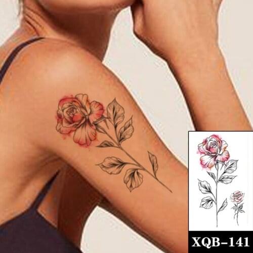 Temporary Tattoo Stickers Sexy Rose Flowers Watercolor Design Fake Tattoos Waterproof Tatoos Leg Arm Large Size for Women Girl