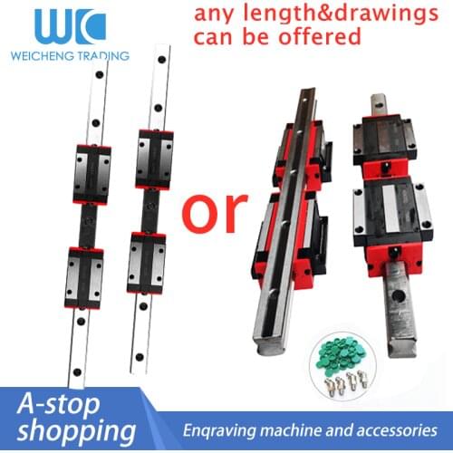 Top 2pc HGR25 Square Linear Guide Rail 2400 2450mm+4pc HGH25CA/flang HGW25CC Slide Block Carriages CNC Router Engraving