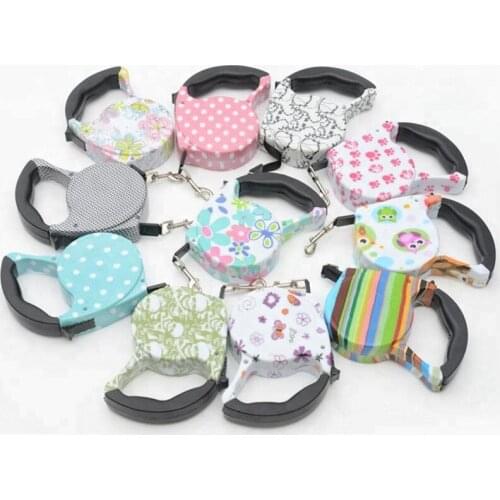 4.5m Retractable Dog Leash 9 Colors Fashion Printed Puppy Auto Traction Rope Nylon Walking Leash for Small Dogs Cats Pet Leads
