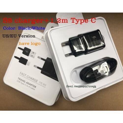50Pcs For S amsung S8 S9 Fast Charger USB Power Adapter 9V 1.67A Quick Charge EU US Plug 1.2 m Type C Cable For S10 Note 8 9