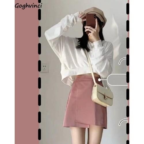 Women Sets Plus Size 3XL Sweet Girls O-neck Loose Drop-shoulder Hoodies Designers High Waist Mini Skirts Ulzzang Fashion Chic