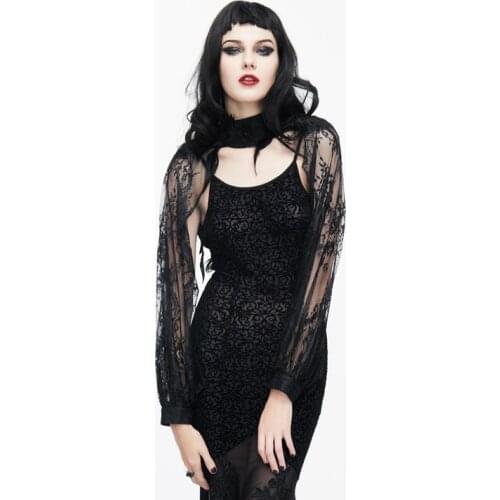 EVA LADY Womens Gothic Gorgeous Lace Sleeve High Collar Puff Sleeve Mesh Collars