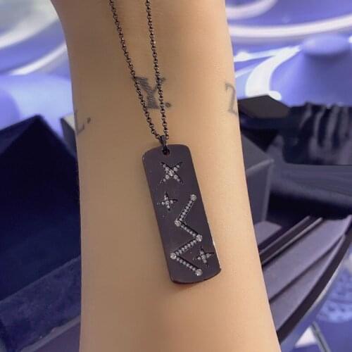 Brand 1:1Brand Necklace Fashion Dark Grey Constellation Tag Star Moon Pendant Adjustable Micro Zirconia Women Jewelry
