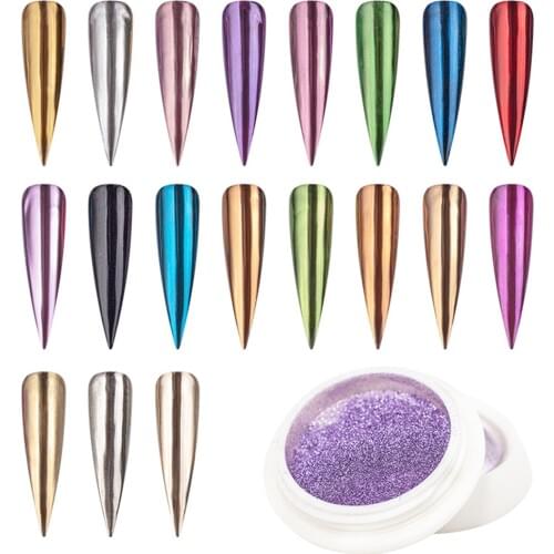 0.5g/bottle Chrome Nail Glitter Powder Magic Mirror Aurora Effect Dip Pigments Manicure Polish 19-Colors Nail Decor Pigment #FT