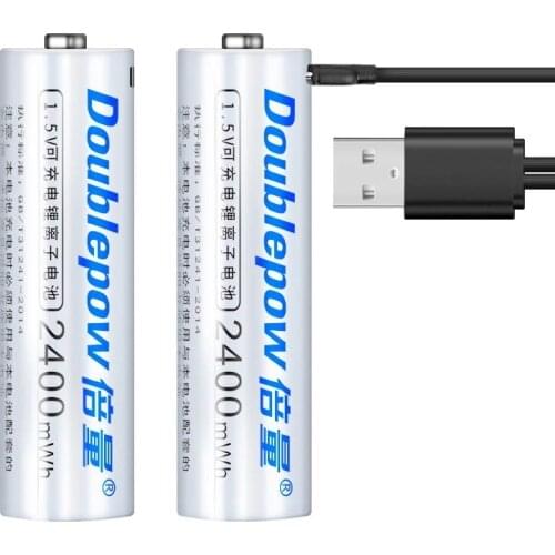 1.5V USB AA Li-ion Battery 2400mWh USB Rechargeable Lithium ion Batteries for Remote Control Electric Toy Battery Charger +Cable