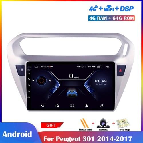 10.1inch Android Multimedia Player For Peugeot 301 2014-2017 Car Radio Stereo Navigation GPS Touch IPS Wifi Screen 4G Net DSP