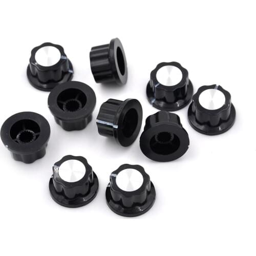 10pcs/pack MF-A01 A01 Plastic Metal Black Potentiometer Knob Rotary Cap Potentiometer Bakelite Governor Knob Material