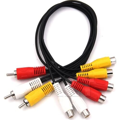 10pcs/lot 3 RCA Male Jack to 6 RCA Female Plug Splitter Audio Video AV Adapter Cable connectors new