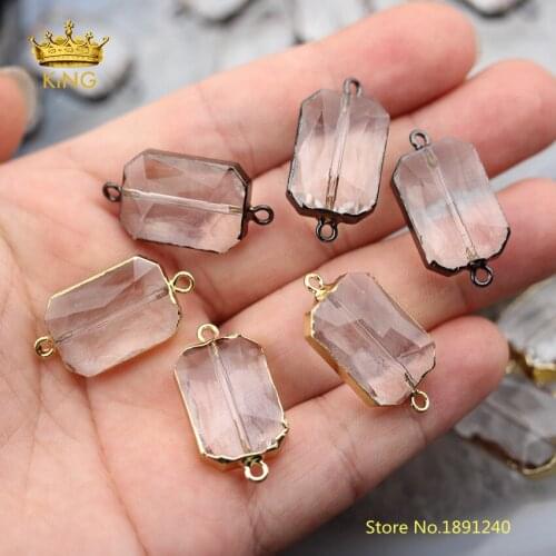 10pcs Cut Rectangle Glass Connectors DIY Bracelet Fine Jewelry,Faceted Clear Glass Beads Links Charms Beading Necklace ZJC01