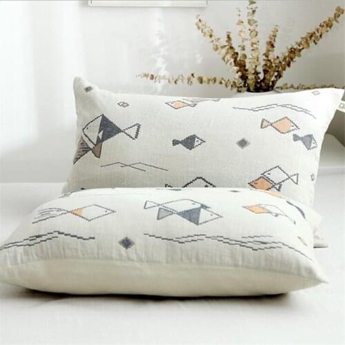 2 pcs Free shipping 100% gauze cotton pillowcase 74*48cm With 12 Patterns Optional For Home Bed Decorative Pillow Cover Case