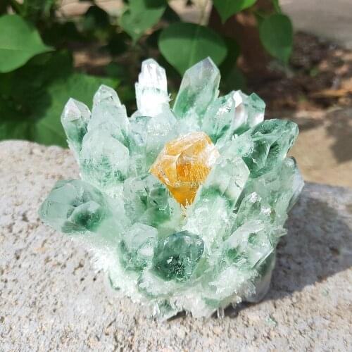 300-1000g Garden Crystal cluster Natural green ghost quartz Mineral Ore vug raw gemStone specimen Healing home decor
