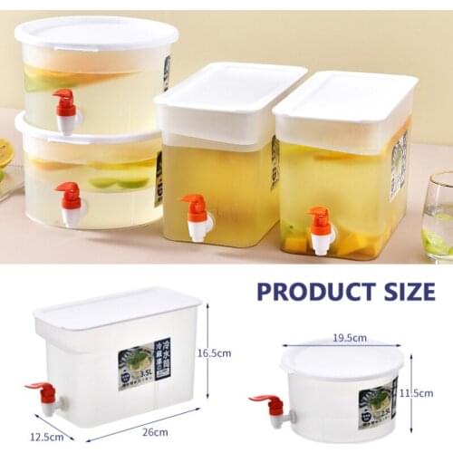 3500ml Cold Water Jug Can With Faucet Fruit Teapot Kettle Cool Water Bucket Fridge Beverage Water Bottle Kitchen Drinkware Pot