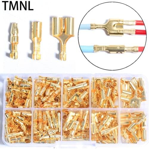4.0mm Bullet 240pcs Terminal Connector Car Motorcycle Truck Socket Clear Covers Cold pres Crimp Cable Lug Wire Brass Electrical
