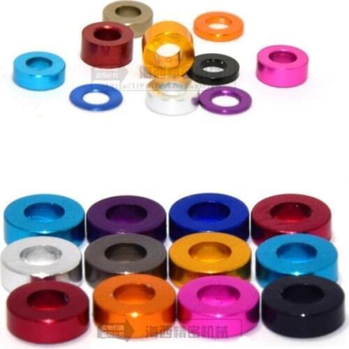 50pcs M3 Aluminum flat washer M3*6*0.25/0.5/1/1.5/2/2.5/3mm colorful aluminum alloy bushing gasket round hollow no thread washer
