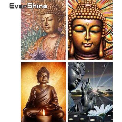 Evershine Diamond Painting Buddha Religious Icon Diamond Mosaic Paintings Rhinestones Diamond Embroidery Zen Cross Stitch Kit