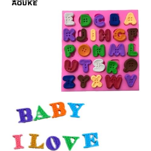 Aouke 1Pc Letters Buttons Shape Cup Cake Decorating Tool Silicone Cake Mold Pastry Tool Gumpaste Mold G208