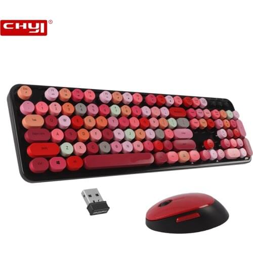 CHUYI Wireless Keyboard Mouse Combos 2.4GHz USB Receiver 1600DPI Office Optical Mice Keypad Set for Punk Keyboard Mouse Office