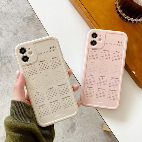 Moskado Calendar Pattern Phone Case For iPhone 12 Pro 11 Pro Max X XR XS Max 7 8 Plus SE 2020 Fashion Glossy Soft TPU Back Cover