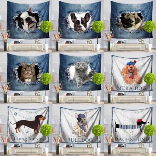Decor Mandala Tapestry Dog Cat Pattern Wall Hanging Hippie Throw Bohemian Dorm Bedspread Table Cloth Curtain