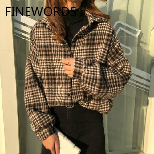 Блузки в клетку FINEWORDS China At AliExpress