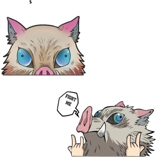 Personality FC123 3D Funny INOSUKE HASHIBIRA FIGHT ME Kimetsu No Yaiba Anime Peeking Motorcycle Car Bumper Decal Car Sticker