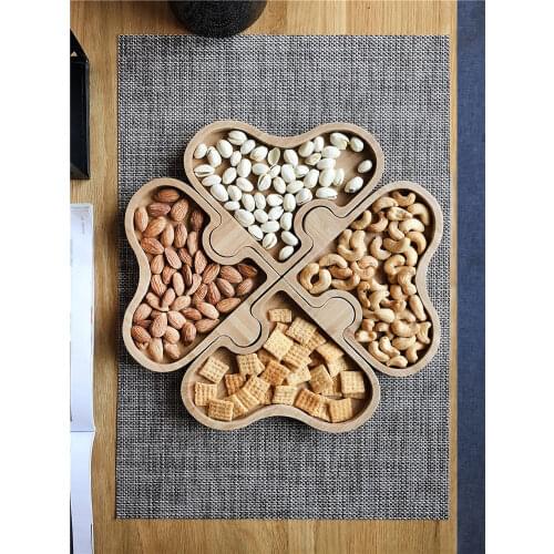Creative Puzzle Bamboo Snacks Plates Home Use Eco Multi-Function Serving Trays Japan Style Divided Nuts/Desserts Plates