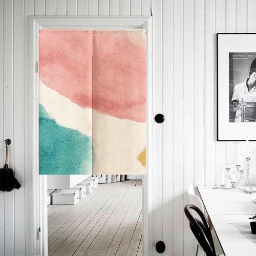 Nordic Watercolor Door Curtain Living Room Partition Curtain Bedroom Kitchen Decoration Hanging Curtain Feng Shui Curtain Noren
