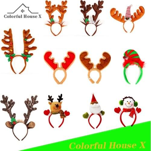 2pcs 2022 New Bells Christmas Antlers Headband Christmas Decoration Headwear Hair Accessories Jewelry Gifts Free Collocation Red