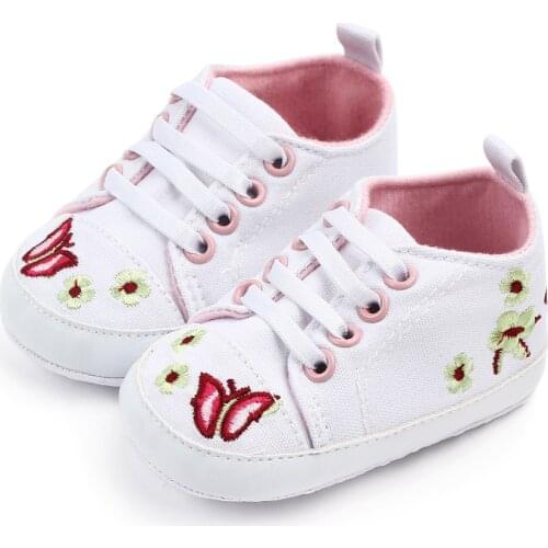 0-18M Baby Girl Shoes Soft Sole Embroidery Shoes For Baby Girl Newborn Infant Shoes Toddler Baby Canvas Shoes