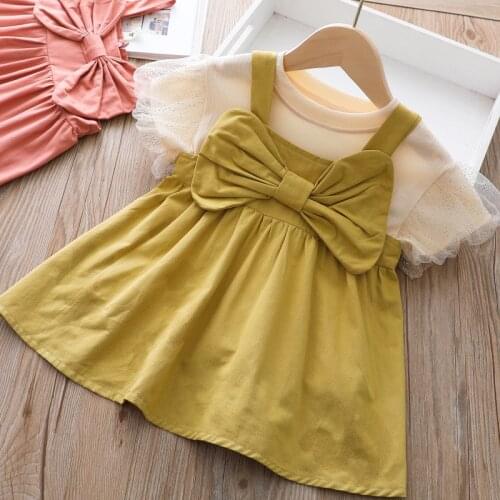 Baby Girls Clothing Sets Newborn kids Cotton Overalls Bib Dress T-shirt Suit Toddler Clothes Outfit For Girl 2pcs Infant Wear