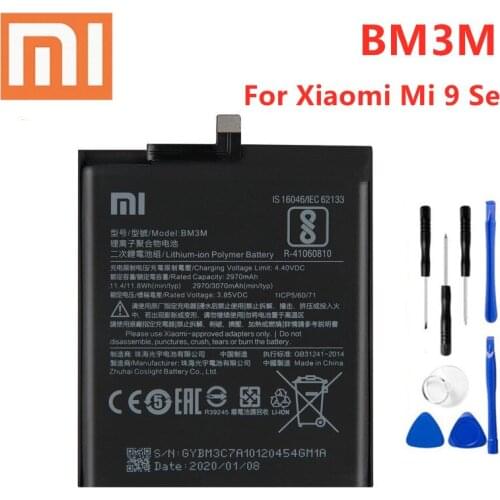 Xiao mi 100% Orginal BM3M 3070mAh battery For Xiaomi 9 Se Mi9 SE Mi 9SE BM3M High Quality Phone Replacement Batteries +Tools