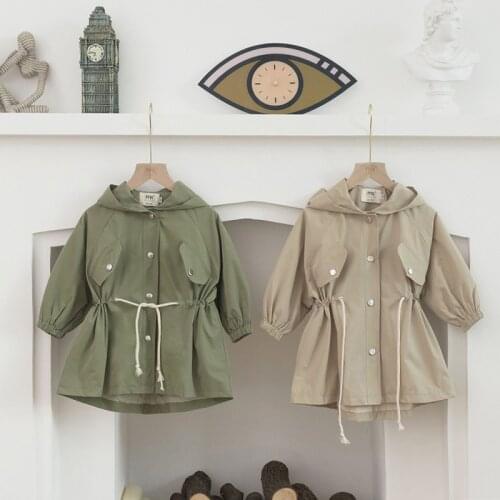 Autumn Children Coat 2020 New Korean Style Girls Trench Coat Loose Hooded Boys Outerwear Jacket BC1002