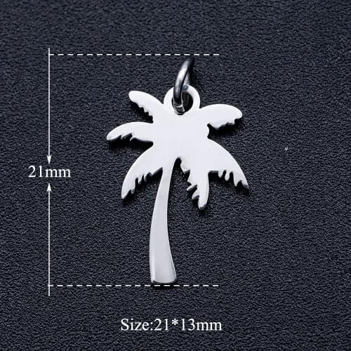5pcs/lot 316L Stainless Steel Palm Tree DIY Charm Pendant Wholesale Jewelry Making Charms Jewelry Finding Supplies Dropshipping