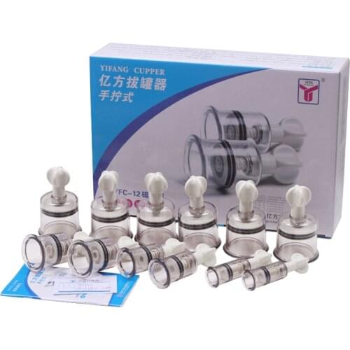 Portable 12 cups China Medical Vacuum Cupping Set Magnetic therapy Massage with Thickened Plastic