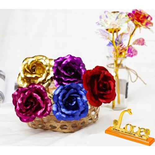 24K Gold Plated Rose Flower, Rose Gold Foil Flower for Thanksgiving Mothers Day/ Lovers/ ValentineS Day/ Anniversary Gift
