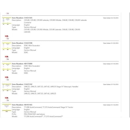 NEW HOLLAND Service Manuals DVD [10.2018] 30GB